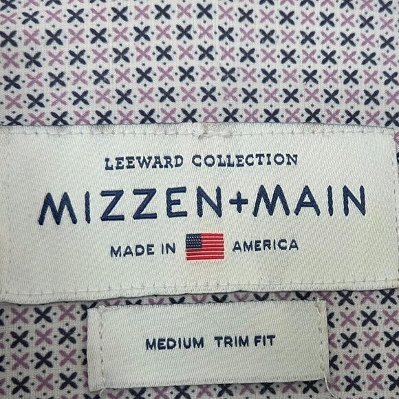 Mizzen+Main Shirt Men Leeward Collection M Purple Black White Geometric Stretch - Picture 2 of 5